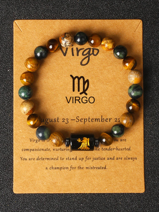 Tiger Eye Bracelet with Virgo Charm – Healing Crystal Jewelry