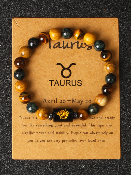 Tiger Eye Bracelet with Taurus Charm – Healing Crystal Jewelry
