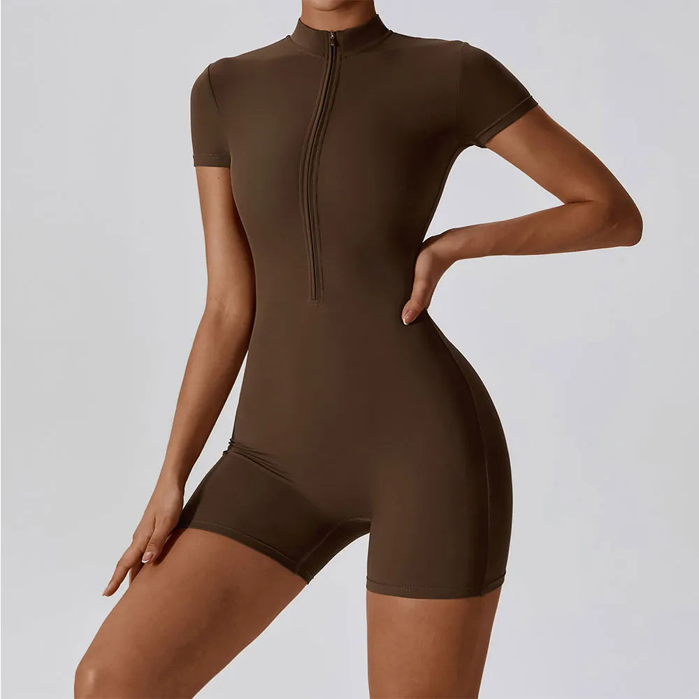 ZenFlow Short Sleeves Zipper BodySuit