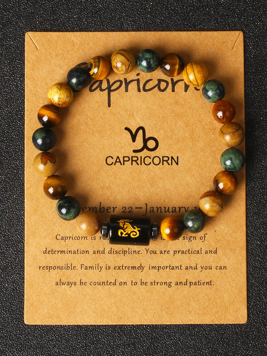 Tiger Eye Bracelet with Capricorn Charm – Healing Crystal Jewelry